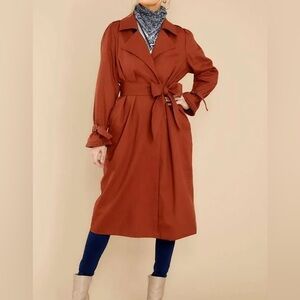 Cleobella Rally Trench Coat Size XS Ruffle Trim Cotton Floral Lining Sienna